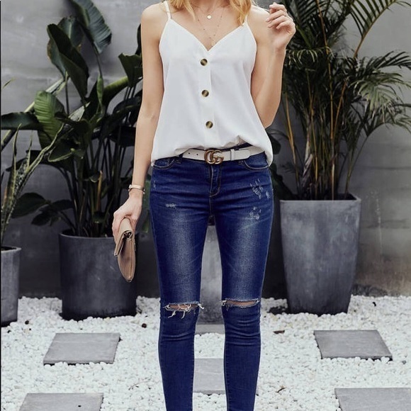 Spaghetti stripe button top - Picture 7 of 9